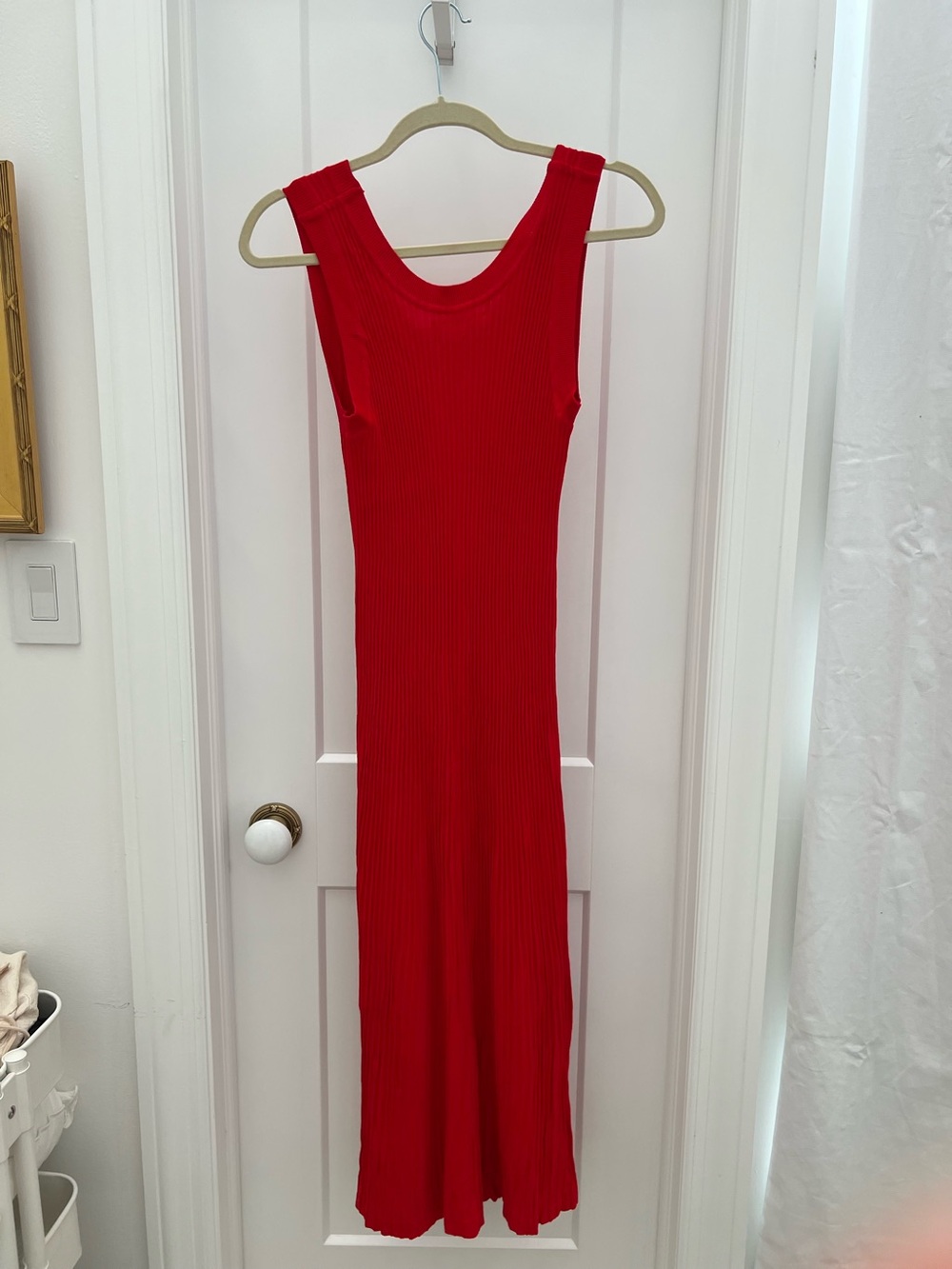 Wyeth Red Ribbed Long Dress with Matching Cardigan - Picture 4 of 8